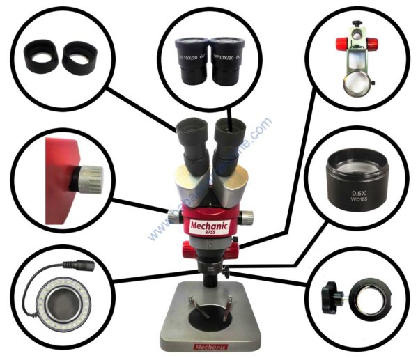 Mechanic R75S Binocular Microscope With 0.5X Lens & Light