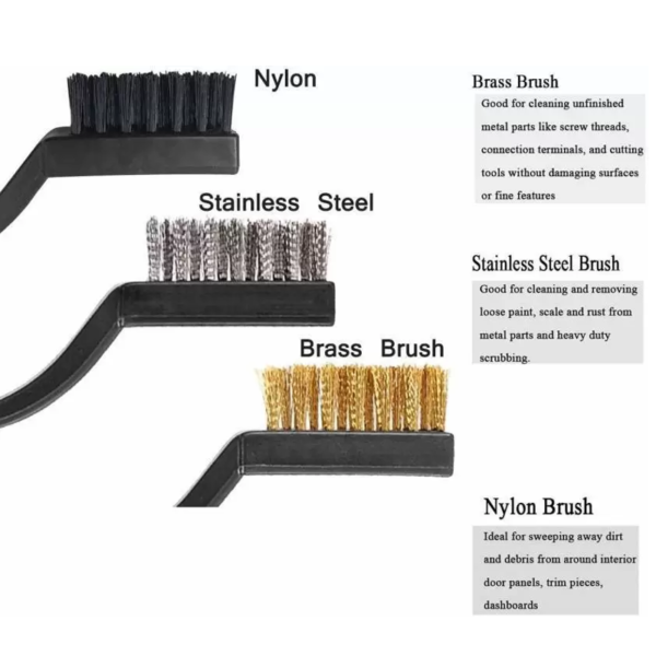 3Pcs Wire Brush Set For Mobile Repairing Cleaning Brush (Nylon/ Brass/ Stainless Steel) - Image 2