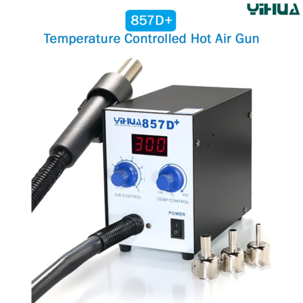 YIHUA 857D+ SMD Rework Station Hot Air Gun Blower For PCB IC Rework Station