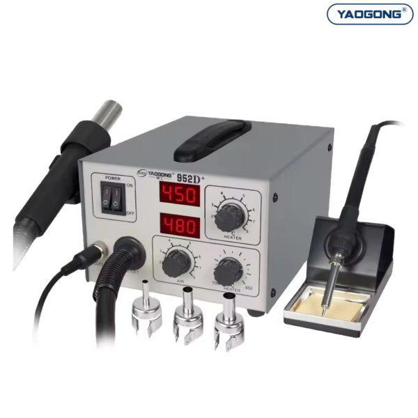 Yaogong 952D+ 2 in 1 SMD Rework Station & Soldering iron Station Double Feature Hot Air Gun Solder Welding Machine - Image 2