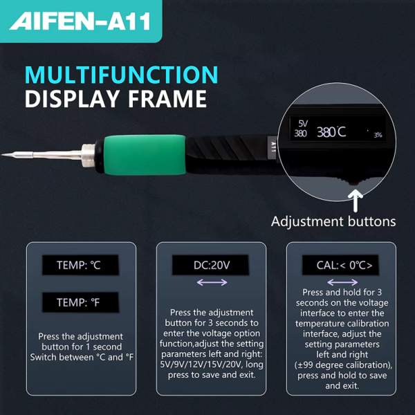 Aifen A11 Portable USB Charging Soldering Iron Compatible C210 Handle With Kinfe Bit - Image 4