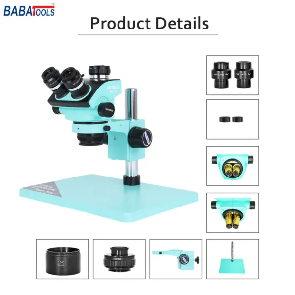 BABA AM101+ 3D Trinocular Stereo Microscope 0.7X-5.0X Continuous Zoom Microscope With 0.5X Lens - Image 7