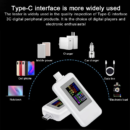 Type-C USB Tester Current 4-30V USB-C Voltage Current Tester Timing Ammeter 10 in 1 USB-C Charging Cable Color screen USB Tester