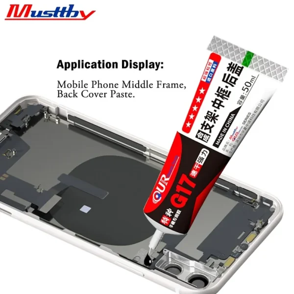AAA+ G17 Quick Dry Strong Adhesive Glue For Back Cover /Middle Frame Mobile Phone Glue 50ML (Black) - Image 2