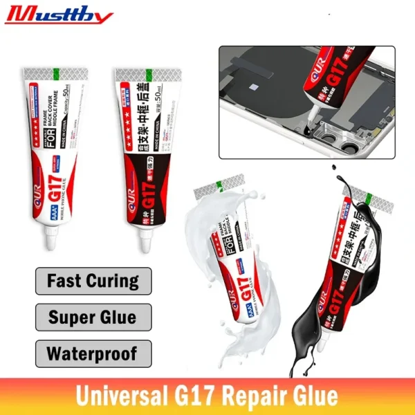AAA+ G17 Quick Dry Strong Adhesive Glue For Back Cover /Middle Frame Mobile Phone Glue 50ML (Black) - Image 5