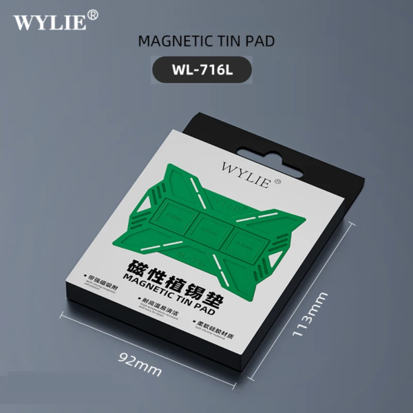 Wylie WL-716L Magnetic TIN Pad Universal BGA Reballing Stencil Absorption Silicone Mat Mobile Phone CPU IC Repair Pad