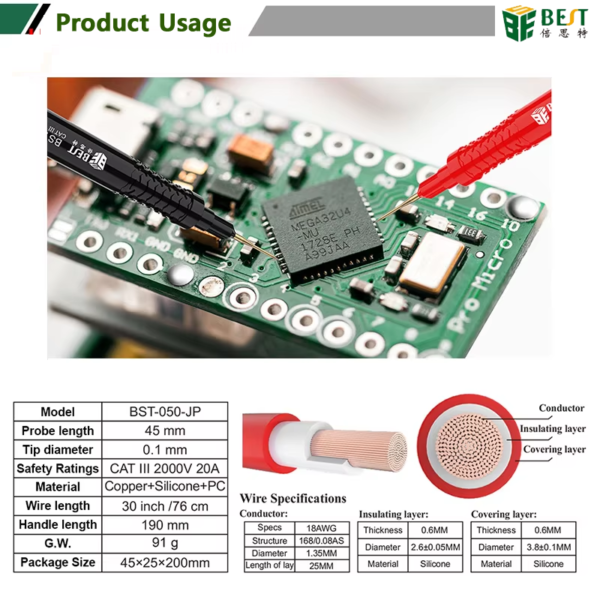 BST-050-JP Super Fine Tip Test Leads Pen For Digital Multimeter Probe - Image 6