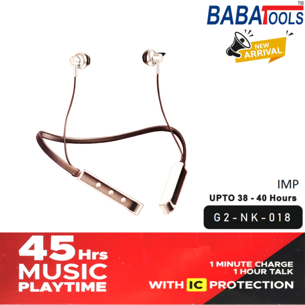 BABA NK-018 Wireless Earphone Bluetooth Neckband With IC Protection Quick Fast Charging Magnetic Eartips