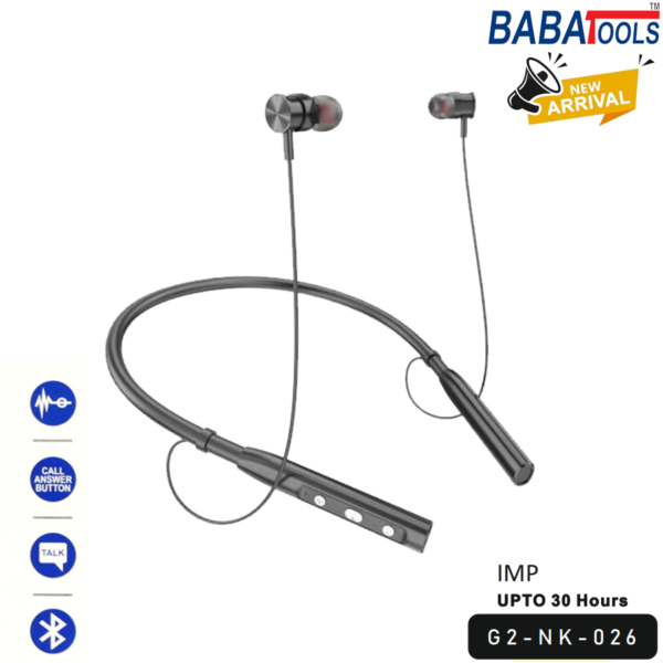 BABA NK-026 Wireless Earphone Bluetooth Neckband Extra Bass Bluetooth Neckband 36 Hours Playtime