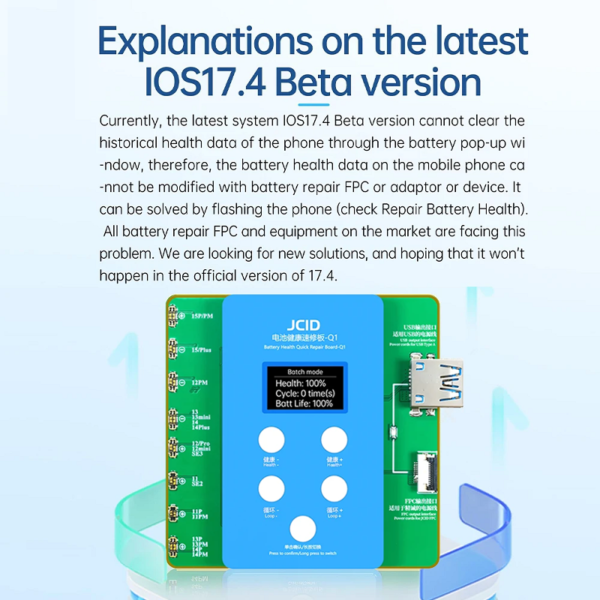 JCID Q1 Battery Health Quick Repair Board For 11-15PM Series Battery Health Data Cycle Modify No Need FPC Window - Image 3