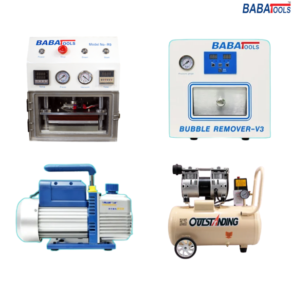 BABA R9 Oca Lamination Machine With V3 Bubble Remover+3C Vacuum Pump+Air Compressor 30L Complete Setup