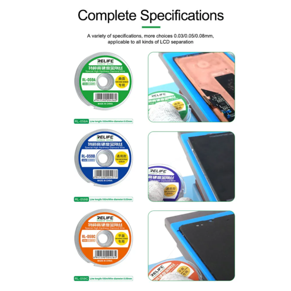 RELIFE RL059B 0.05mm Cutting Wire Special High Hardness Separator Cutting Wire L100M - Image 5