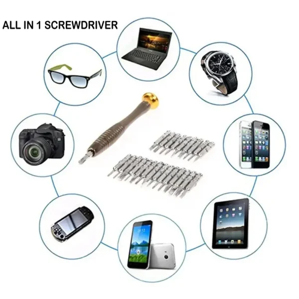 TE-902 25 in 1 Precision Screwdriver Set Multi Pocket Repair ToolKit For Mobiles| Laptops| Electronics - Image 4