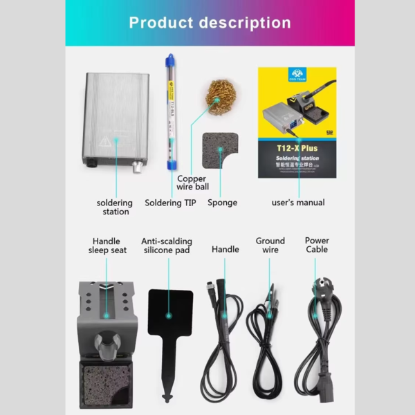 OSS TEAM T12-X Plus 72W Soldering iron station LCD Display Rapid Warming Wroking With 80°-480°C - Image 5