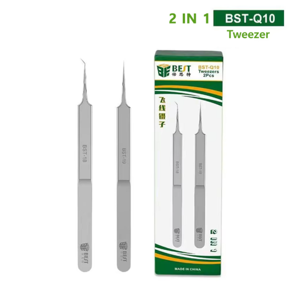 BST-Q10 Stainless Steel Precision Tweezers Fingerprint Flying Wire Industrial Tweezers Set