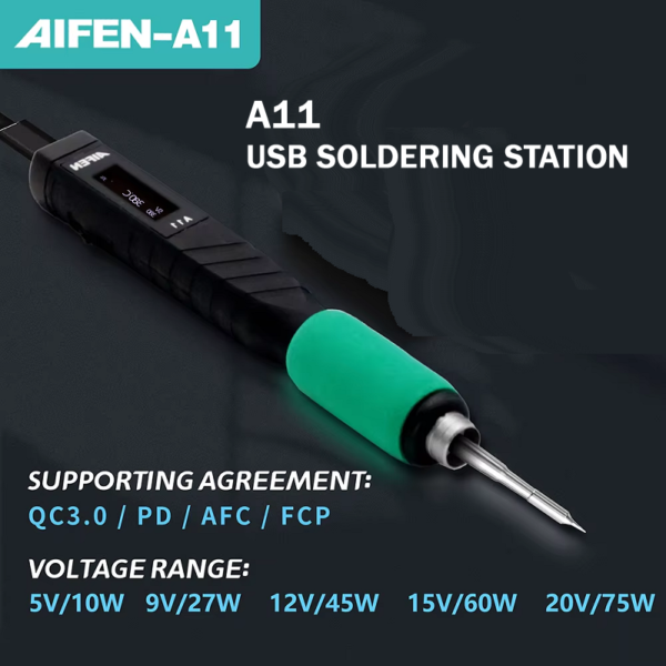 Aifen A11 Portable USB Charging Soldering Iron Compatible C210 Handle With Kinfe Bit