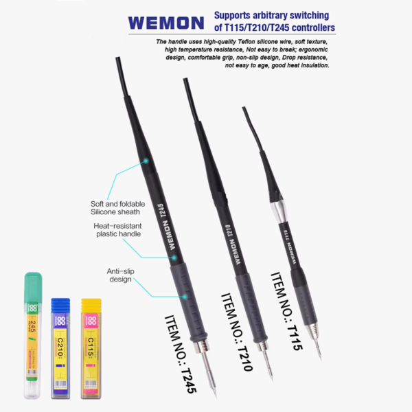 WEMON T31 Smart Soldering iron Station T210 T245 T115 Handle With C115 C210 C245 Iron Tip For BGA SMD PCB Welding Work - Image 3