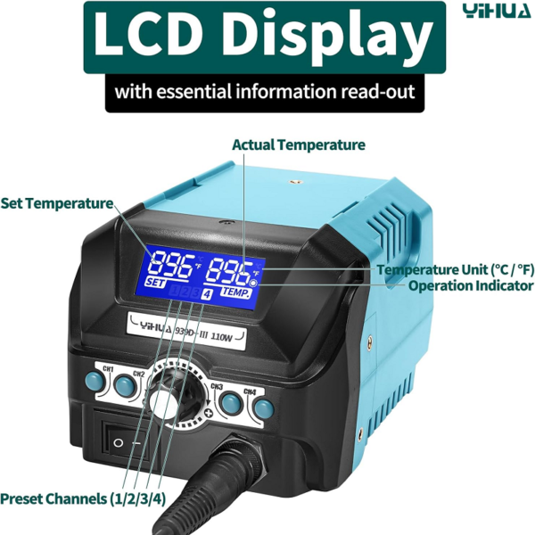 Yihua 939D+ III Soldering iron intelligent Temperature Controlled 4 in 1 Digital Soldering Station - Image 3