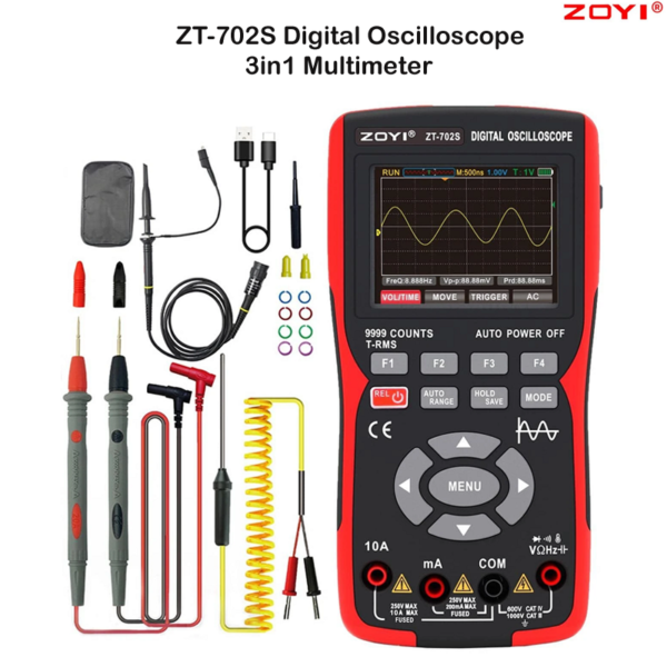 ZOYI ZT-702S Digital Oscilloscope Multimeter Tester Single Channel 10MHz Bandwidth Sampling Rate 200/280Msa/s Function Signal Generator