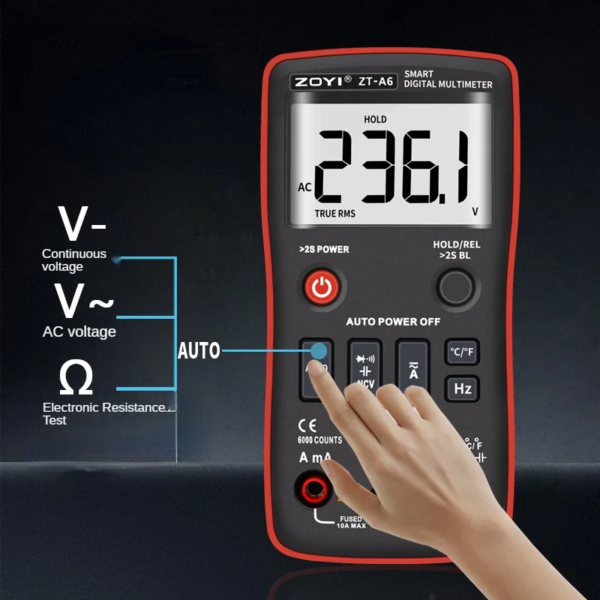 ZOYI ZT-A6 Digital Professional Voltmeter AC DC Voltage Current Resistance Tester Multimeter 6000 Counts - Image 2