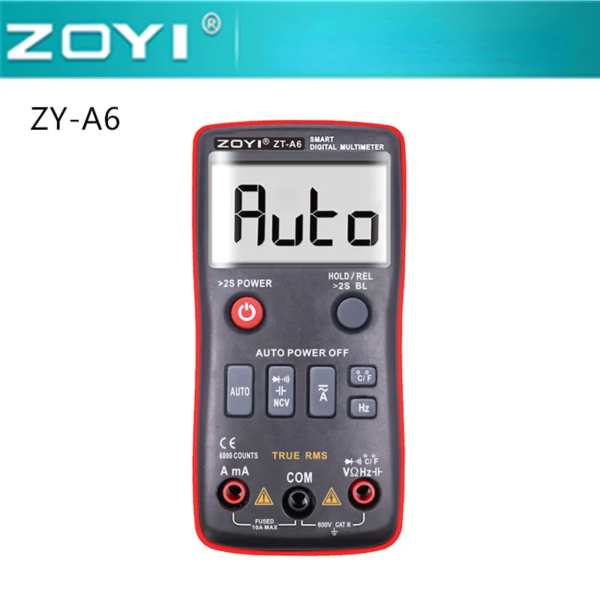 ZOYI ZT-A6 Digital Professional Voltmeter AC DC Voltage Current Resistance Tester Multimeter 6000 Counts