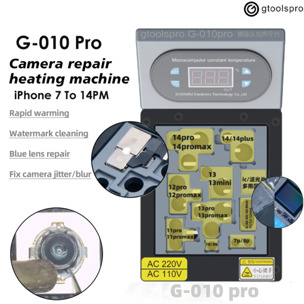 Gtoolspro G-010 Pro Camera Repair Heating Platform iPhone 7G-14 Pro Max Rear Camera Housing Separation Safe Way Repair Tool