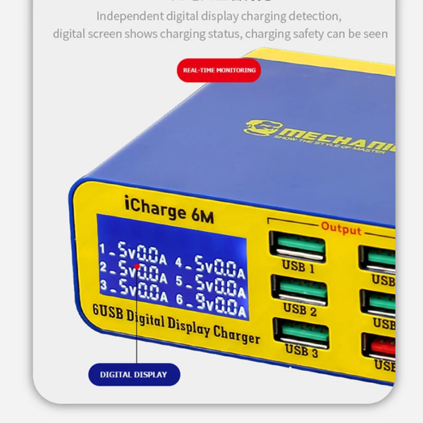 Mechanic iCharge 6M QC 3.0 USB Smart Fast Charger With LCD Display For All Mobile Phones - Image 2