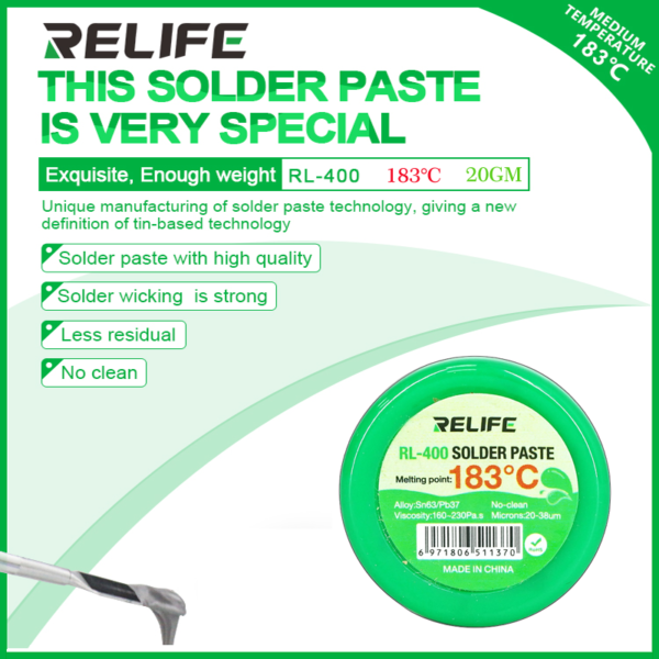 Relife RL-400 Special Solder Paste 20Gm Melting Point 183°C