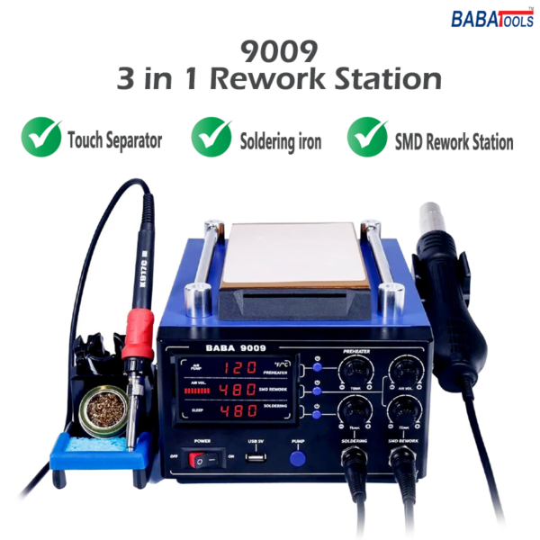 BABA 9009 3in1 Touch Separator With Soldering iron With Hot Air Gun SMD Rework Station