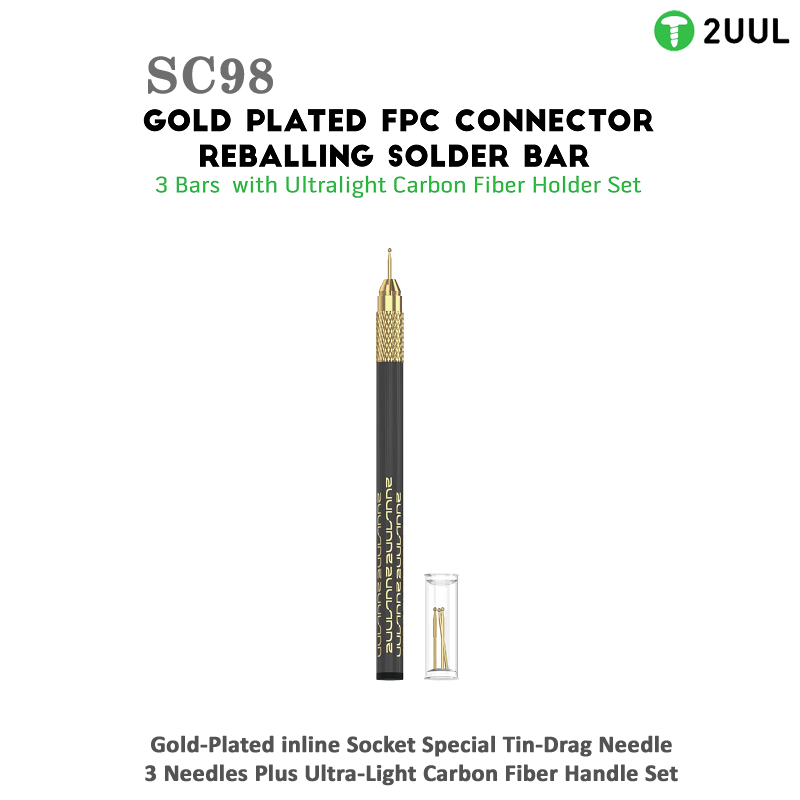 2UUL SC98 Gold Plated FPC Connector Reballing Solder Bar with 3 Bar Ultralight Carbon Fiber Holder Set