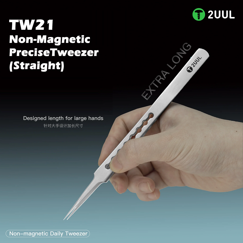 2UUL TW21 Non-Magnetic Daily Tweezer for Precise Phone Board Repair (Straight)