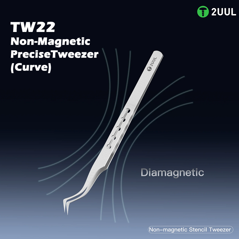 2UUL TW22 Non-Magnetic Stencil Tweezer For Precise Phone Board Repair (Curve)