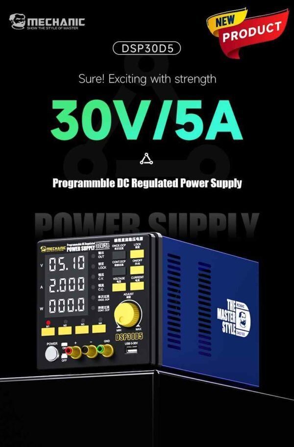 Mechanic DSP30D5 - 4-Digit ( 30V/5A ) Digital Display Programming DC Regulated Power Supply