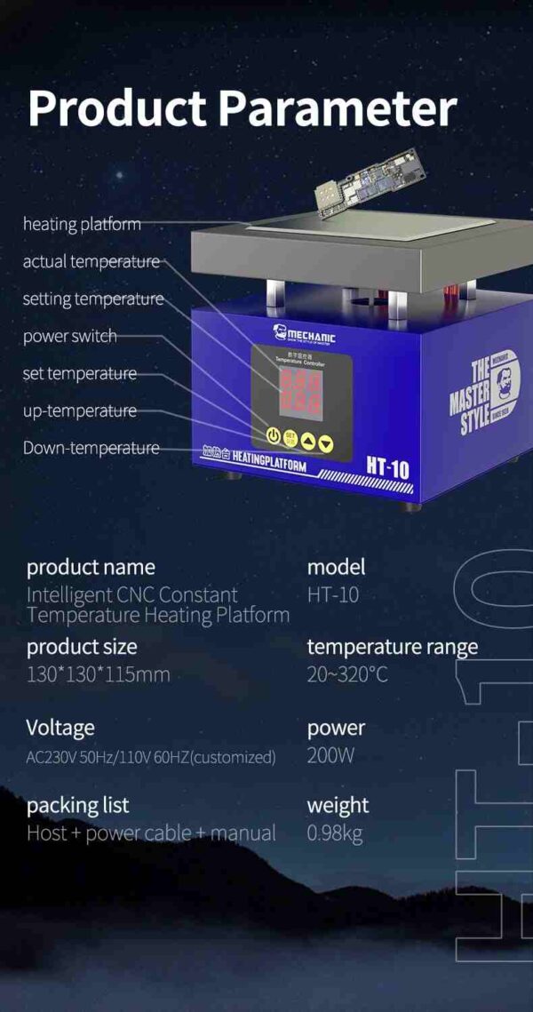 Mechanic HT-10 Intelligent Double Digital Constant Temperature Heating Table - Image 3