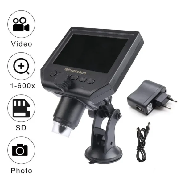 1-600X Portatable LCD Digital Microscope 4.3 inch HD LCD Display Continuous Magnification Microscope - Image 2