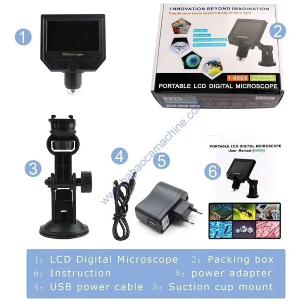 1-600X Portatable LCD Digital Microscope 4.3 inch HD LCD Display Continuous Magnification Microscope - Image 4