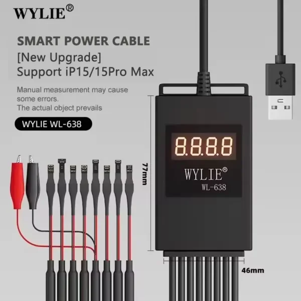 WYLIE WL-638 Smart Power Boot Cable For Android & iPhone 6-15Pro Max With USB Plugged Interface