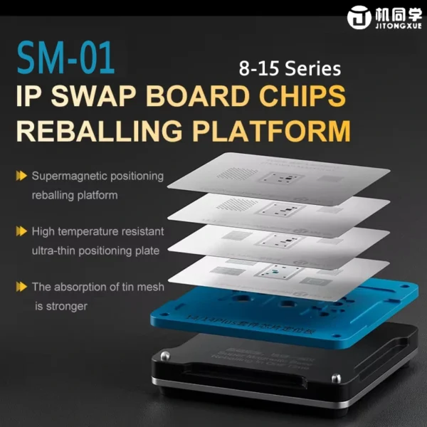 JTX SM-01 Swap Board Chips BGA Reballing Platform Stencil Set For iPhone 8-15Pro Max