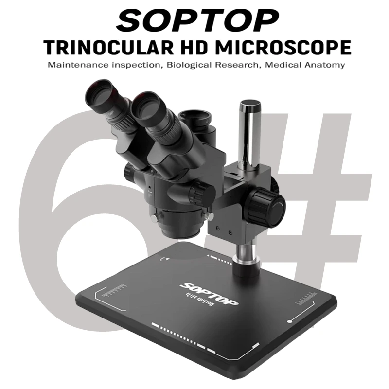 SOPTOP 6# Adjustable Trinocular Miroscope 7X to 45X Zooming Microscope