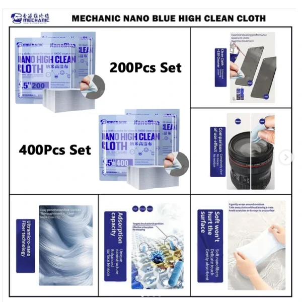 Mechanic Nano Clean Cloth 4.5 Inch Big Size High Dust Cleaning Wipes 400Pcs Set - Image 6