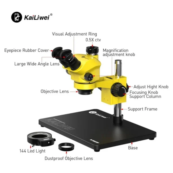 Kailiwei M-7050TVP 3D Trinocular Stereo Microscope 7X-50X Continuous Zoom Microscope With 0.5X Lens - Image 5