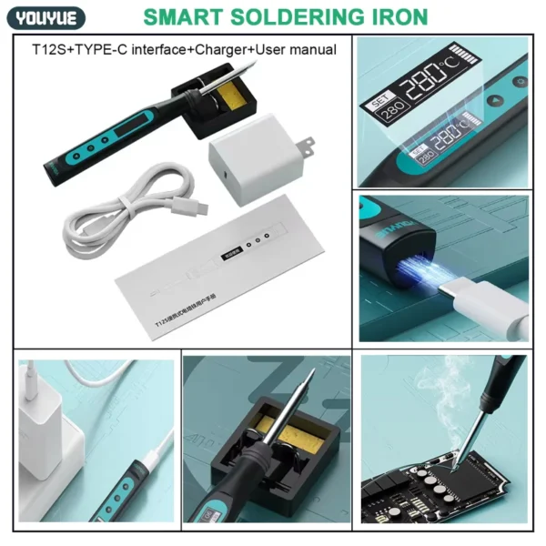 YOUYUE T12S Mini Smart Soldering iron Fast Heating USB Soldering iron - Image 8