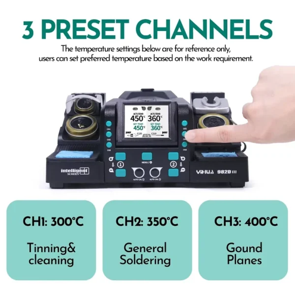 YIHUA 982D-III Precision Soldering Iron Station With Tweezers For Microscope Soldering Electronics, Quick Heat, Temp. Calibration - Image 5
