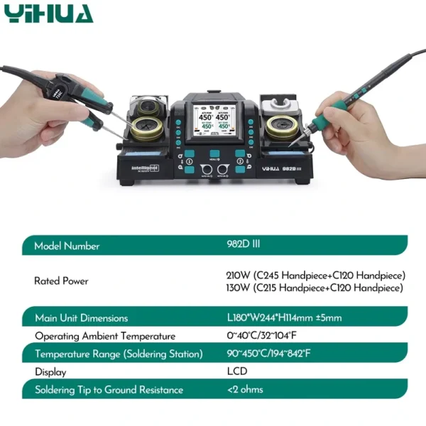 YIHUA 982D-III Precision Soldering Iron Station With Tweezers For Microscope Soldering Electronics, Quick Heat, Temp. Calibration - Image 7