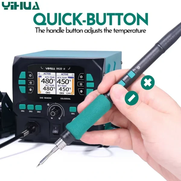 Yihua 992D-II 2 in1 Nano Hot Tool Pencil Hot Air Precision Rework Soldering Station and C210 Solder with Dynamic LCD Display Soldering Iron - Image 2