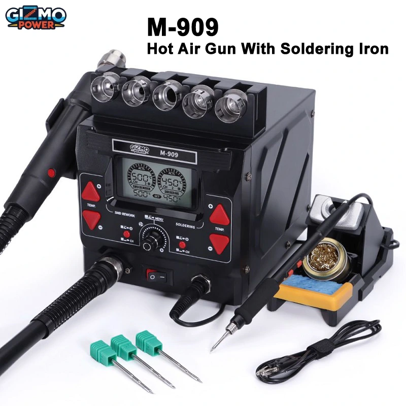 Gizmo M-909 2in1 SMD Rework Station & Soldering iron Station Double Feature Hot Air Gun Solder Welding Machine