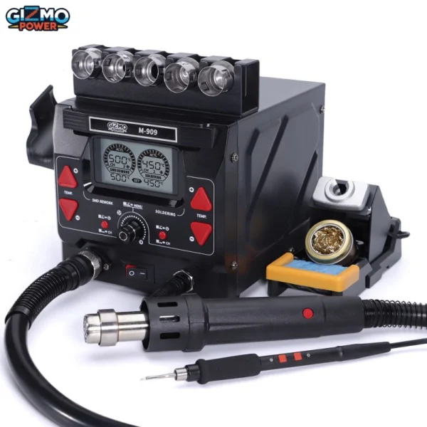 Gizmo M-909 2in1 SMD Rework Station & Soldering iron Station Double Feature Hot Air Gun Solder Welding Machine - Image 3