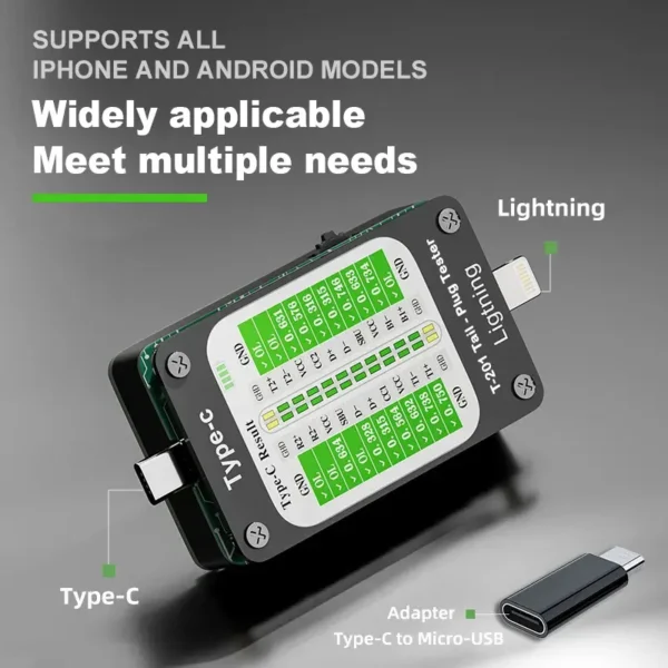BABA T-201 Automatic Tail Plug Tester For iOS Lighting Type C Android Auto Fault Detection - Image 2