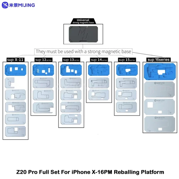 MiJing Z20 Pro Middle Layer BGA Reballing Stencil Platform For iPhone X-16Pro Max Middle Layer Solder Platform - Image 6