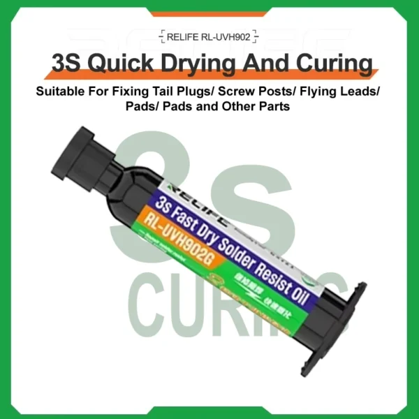 Relife RL-UVH902G 3s Fast Dry Solder Resist Oil Jumper Repair UV Curing Solder Mask ink - Image 4